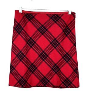 Talbots Petites NWT Womens 10P Red Black Plaid Wool Blend Skirt Clueless Preppy